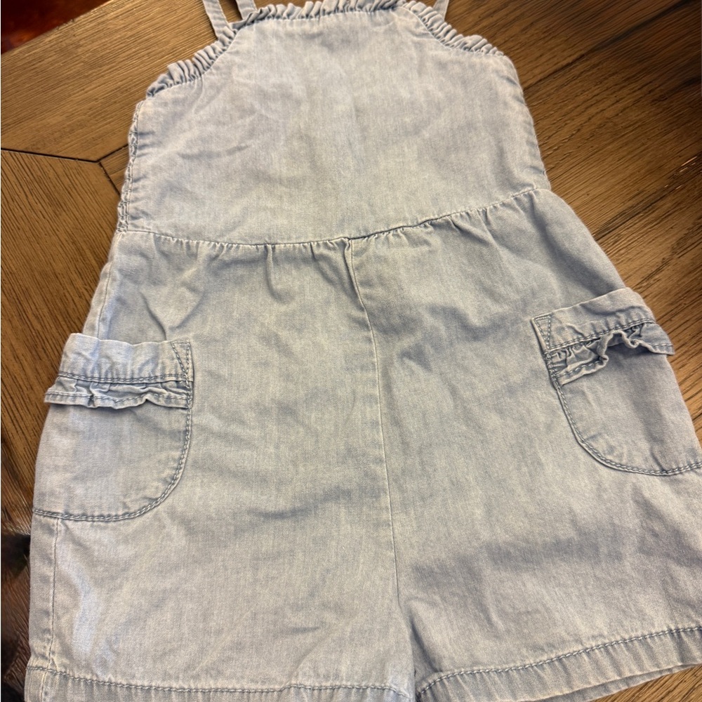 Cat & Jack Light Blue Denim Romper Shorts for Kids - Sleeveless 2t